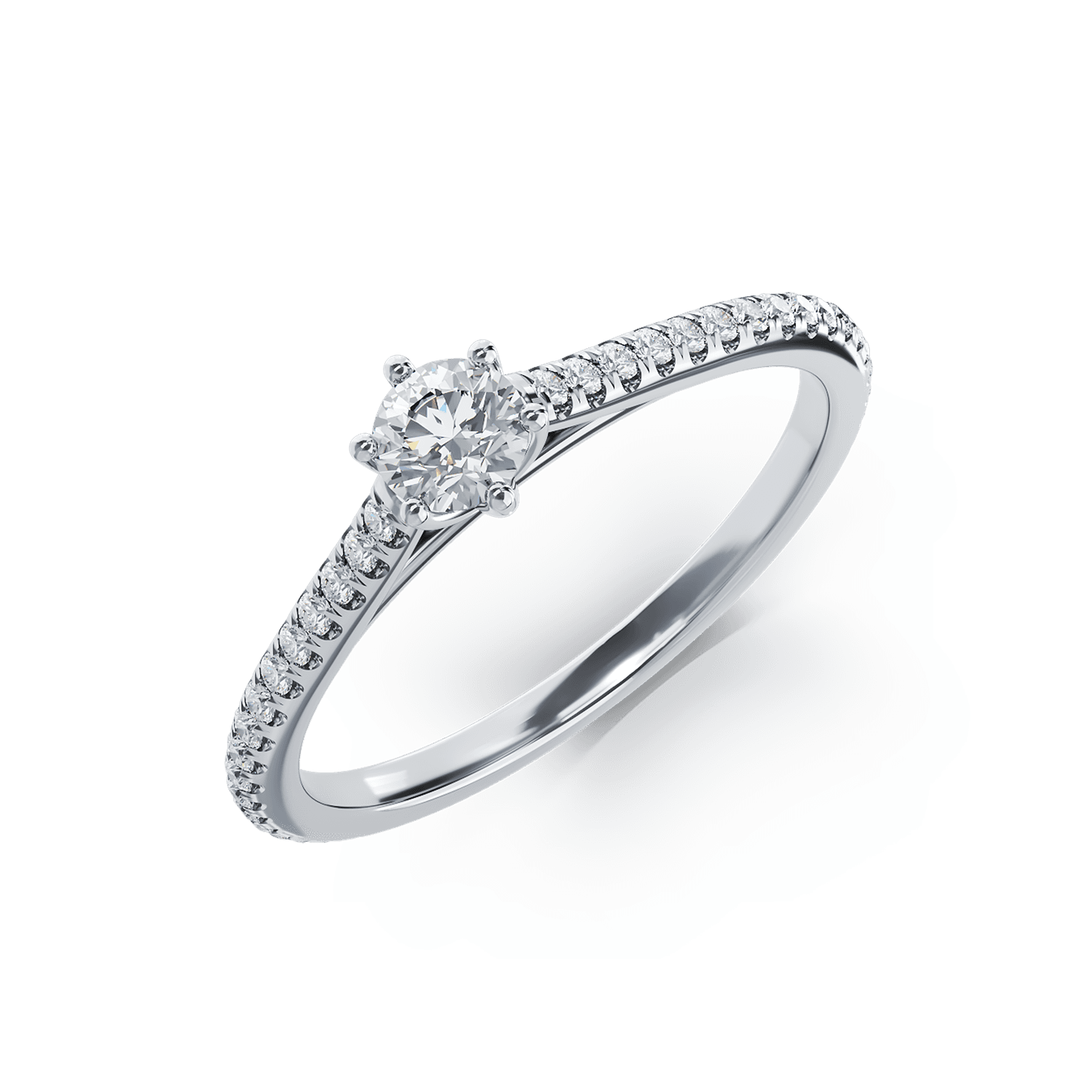 Платинен годежен пръстен с диамант от 0.19ct и диаманти от 0.175ct