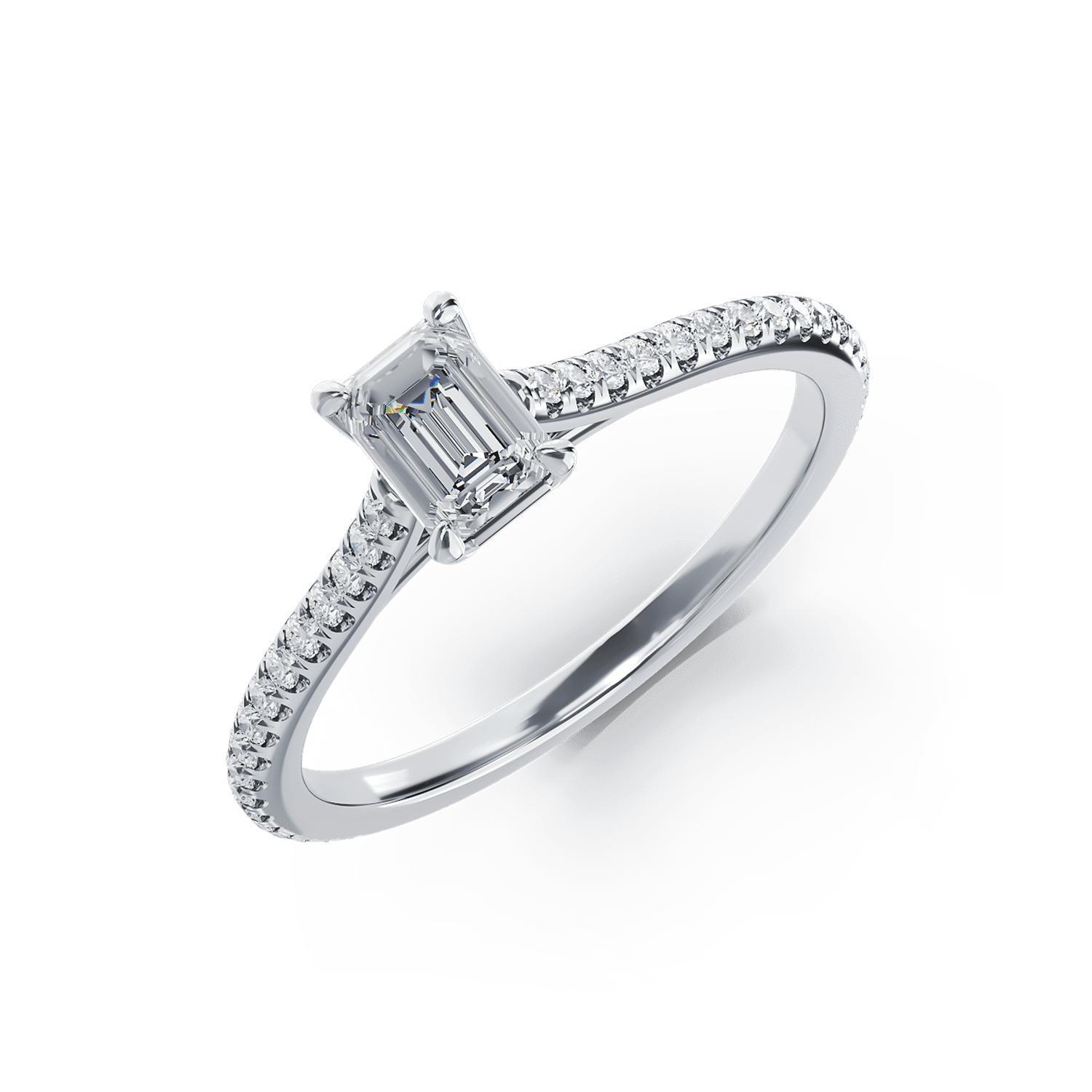 Платинен годежен пръстен с диамант от 0.4ct и диаманти от 0.2ct